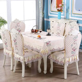 Dining Table Chair Cover Set European Jacquard Cushion Chair Rectangle Round Coffee Tablecloth Table Cloth Home Decor Dustproof
