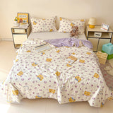 Washed Cotton Printed Summer Quilt Air Conditioner Thin Quilt Machine Washable Lightweight Single Double Bedding Soft Breathable