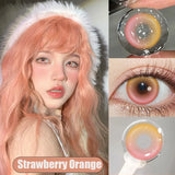 New 1 Pair Colored Contact Lenses with Degree Myopia Lenses Green Eye Lenses Blue Shiny Lenses Fashion Korea Beauty Pupil