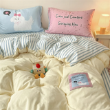 Kawaii Cartoon Dog Washed Cotton Bedding Set for Girl Boys Skin-friendly Duvet Cover Set with Sheet Soft Comfortable Quilt Cover