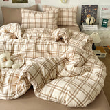 Classic Black White Plaid Bedding Set Soft Seersucker Duvet Cover Set Double-sided Checkered Quilt Cover for Single Double Bed