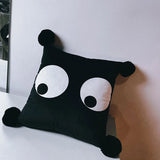 Funny Big Eyes Pillow Case Velvet Cushion Cover with Plush Ball Pillowcase Back Support Home Decorative Living Room Art Decor