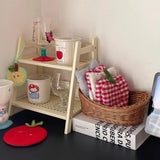 Desktop Cup Storage Rack Organizer Imitation Rattan Cup Rack Double-layer Coffee Corner Cup Sundries Storage Rack Kitchen Shelf