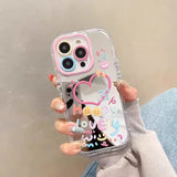 Mirror Phone Case For iPhone 16 15 14 13 Pro Max 13 12 11 Pro Plus Love Heart Shockproof Back Cover
