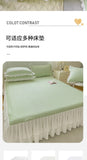 2/3pcs Summer Cooling Bed Skirt Set Class A Princess Mattress Cover Single Soft Mat Room Decor Bedspread Ice Silk Bean Cool Mat