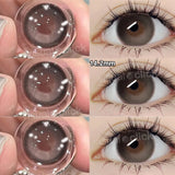 VisualClick Colored Contact Lens Nature Brown 2Pcs/Pair Year New Lenses with Myopia Degree Grade 0.00- 8.00 Soft Lens