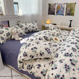 Pink Flowers Duvet Cover Set Ins Fashion Single Queen Size Girls Boys Flat Sheet Pillowcase No Filler Home Decor Bedding Set