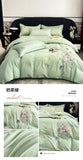 Flowers Embroidery Bedding Set Light Luxury Brushed Four-Piece Set Girl Bedroom Decor King Duvet Cover Set Bed Sheet Pillowcases