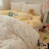 New autumn and winter milk fleece four-piece cartoon cute fleece thickened bed sheet quilt cover warm bedding