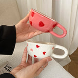 1Pc Love Ceramic Pair Cup, Creative Hand-Painted Ceramic Love Mug, Suitable for Home Decoration, Home Drinking Water, Couple Date, Candlelight Dinner, Latte Latte Cup, Valentine's Day Holiday Gift, Gift