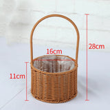 Willow Rattan Bride Flower Basket Picnic Container with Handle Picnic Weaving Basket Hand-Woven Flower Arrangement Basket