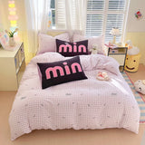 Washed Cotton Pink Duvet Cover Girl Room Decor Breathable Comforter Cover with 2 Pillowcases Bed Linens Bedding Set Home Textile