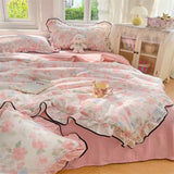 Korean StyleFloral Printed Summer Quilt Soft Skin-friendly Comforter Adults Single Double Washable Summer Lightweight Quilt 1PC