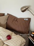 Ins Simple Retro Red Plaid Pure Cotton Waed Cotton Four-Piece Set Bedding Cap Sle Milk Velvet Softn All Seasons Use