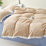 New class A double-layer yarn thickened three/four-piece set skin-friendly and breathable single double washed cotton