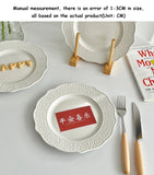 French Embossed Western Dining Plate High-end White Dessert Plates Exquisite Home Ceramic Serving Disc Retro Pasta Tableware