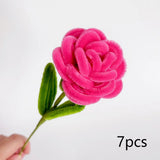 7Pcs artificial roses Valentine’s Day Gifts for and Wife Girlfriend Chenille Handmade Stems Twist Sticks DIY Fake Flowers