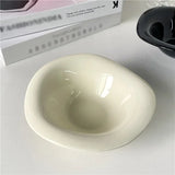 Wave Ceramic Salad Bowl Creative Irregular Solid Color Cream Cafe Tableware Design Soup Bowl Afternoon Tea Dessert Fruit Bowl
