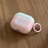 Pink and Green Bow + Ring Earphone Case Suitable for Apple for Airpodspro2 Case/For Airpodspro Case/For Airpods4 Case/For Airpods3 Case/For Airpods2 Case/Fashionable Women's Earphone Case/Simple Earphone Case