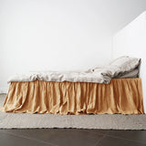 100% Pure Linen Bed Skirt Natural Flax Single/Queen/King Size Bed Sheet Ruffles Non-slip Fitted Sheet Cover Bedspread
