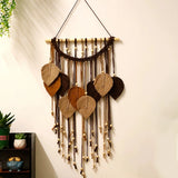 Handmade Boho Leaf Macrame Hanging Tapestry Autumn Maillard Home Room Decoration Accessories Aesthetic Wall Art Holiday Decor