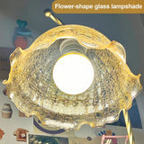 Mid-Century Bedside Table Lamp Modern Glass Flower Desk Lamp Gold Reading Lamp