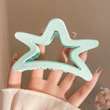Sweet Five-pointed Star Bow Hair Clip Acrylic Jelly Color Shark Clip Pan Hair Grab Clip for Women Hair Accessories