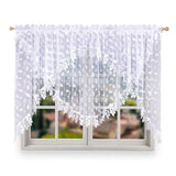 1PC Leaf Embroidered Lace Sheer Curtain, Double Layer Arch Design, Breathable Light Filtering For Kitchen Bedroom Living Room