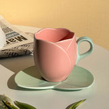 Ceramic Tulip Cups Mug Saucers Suits with Tray Flower-shaped Coffee Cups saucers, lovely drink cups