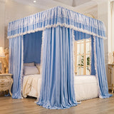 Princ Sle Double Layer Floor Length Court Mosquito Net Inteated Tee Door Opening Dust Proof Bed Curtain Bed Canopy