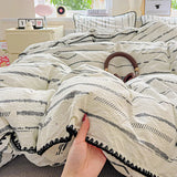 Flower Printed Duvet Cover Sets Queen/King Bedding Set with Shell Edge Washed Cotton dekbedovertrek 240x220   Bed Cover Set