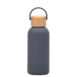 350ML Small Mouth THERMOS CUP Portable Handle Bamboo Wood Cover Vacuum Double Stainless Steel Simple Outdoor MINI WATER BOTTLE