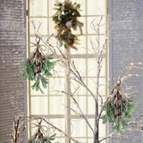 Frosted Artificial Mistletoe Fake Sprigs Bunches Stems Festive Fake Flowers Durable Christmas Decoration For Home Winter Indoor