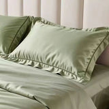 2Pcs 100% Eucalyptus Lyocell Fibre Pillowcase Silky Wide Edge Decorative Pillow Case Solid Color Summer Cooling Pillow Cover