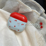 Lovely Red Cherry Bowknot Gloss Pattern Wireless Bluetooth Earphone Case For AirPods Pro 2 4 3 2 1 Soft Shell Funda With Pendant