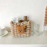 Handmade Thick Cotton Rope Woven Storage Basket Simple Desktop Book Snack Miscellaneous Items Basket for Bedroom Living Room