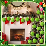 12Pcs Fluffy Christmas Plush Hanging Ball Solid Color Faux Fur Furry Pom Poms Hanging Pendant Decorative Durable
