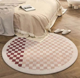 Modern Minimalist Carpets for Living Room Large Area Bedroom Decor Plush Carpet Home Plaid Round Floor Mat Thicken Lounge Rug