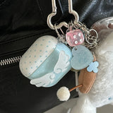 Blue Polka Dot Angel Wings DIY Earphone Case Cover For Apple AirPods 1 or 2 3 4 Pro Pro 2 Bluetooth Charging Box Protection Case