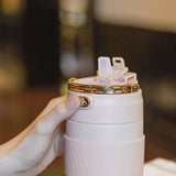 380ml Women's Small Thermal Water Bottle With Handle,Double-layer Stainless Steel Vacuum Flasks,Drinking set,Pocket Thermos Cup