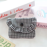 Cute Portable Checkered Purse Checkered Pattern Pocket Design Coin Purse Clutch Style Lipstick Storage Bag for Girls