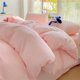 Solid Color Bedding Set Kids Twin Full Queen Size Washed Cotton Single Couple Duvet Cover Set Quilt Cover Pillowcases Bed Linen