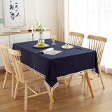 100% Cotton Tablecloths Fabric Tassel Tablecloth Dust-Proof Table Cover for Kitchen Dinning Tabletop Home Wedding Decoration