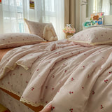 Floral Printed Summer Quilt Four Piece Set Soft Bedroom Decor Bedding Set Summer Quilt Bed Sheet With Pillowcases Home Textiles