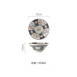 980ml Japanese Ceramic Soup Bowl Retro Ramen Noodle Bowls Large Capacity Bowl Restaurant Household Tableware Kitchen Supplies