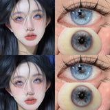 2pcs Blue Big Eyes Colored Contact Lenses Green Butterfly Series Lenses with Degree 0~-8.00 for Eyes Makeup Soft Pupils