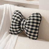 Cute Bedroom Bedside Pillow Home Decor Waist-Support Creative Plaid Bow Decorative