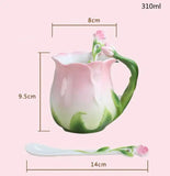 Family Afternoon Tea Ceramic Coffee Cup Set, High-quality Teapot , Creative Enamel Colored Handcrafted Rose Tea Set, Friend Gift