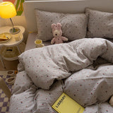 New Type A Aerobic Double Yarn Quilt Cover Knitted Cotton Printed Four-piece Duvet Set Skin Friendly Breathable Bedding