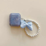 INS Korea Bow Knot Pearl Pendant Chain Earphone Case For Airpods Pro3 1 2 3 4 Cover Soft For Air Pods Pro Pro2nd Fundas